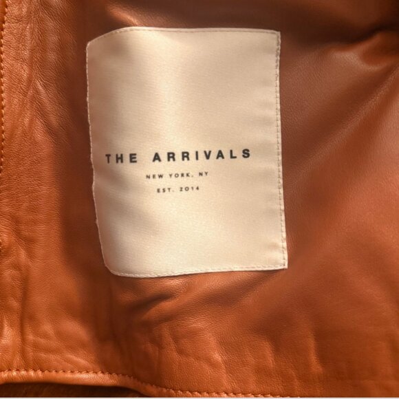 The Arrivals Moya Leather & Shearling Trim Jacket Brown- Size Large - Picture 5 of 13